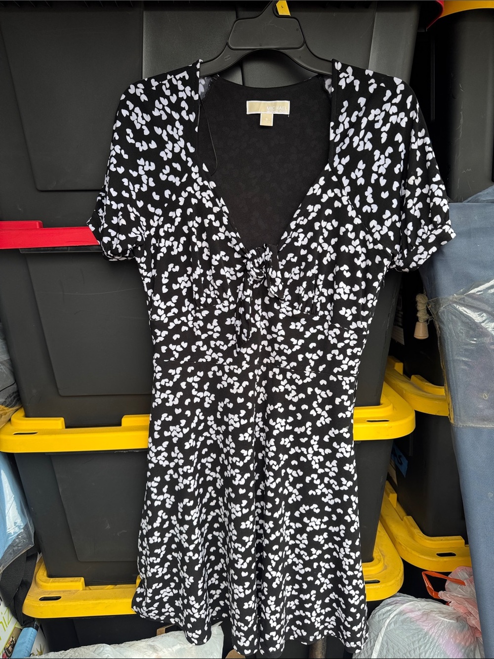 Michael Kors Black Dress with White Abstract Floral Print